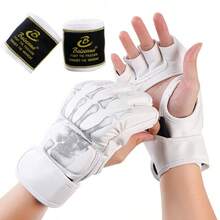 Bộ 4 món, gồm 1 đôi găng tay đấm bốc hở ngón + 2 băng quấn tay đấm bốc, găng tay hở ngón tiện dụng, găng tay tập luyện đấm bốc unisex, nhiều màu sắc để lựa chọn. - Nhiều màu - Xem 15