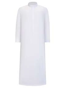 Tween Boy Middle Eastern Style Robe, Minimalist & Fashionable, Suitable For Daily Wear, White, Size 4-12 - White - View 3