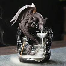 Dragon-Shaped Waterfall Incense Burner Exquisite Home Decor Handcrafted Dragon-Shaped Waterfall Incense Holder A Choice For Meditation Spaces And Home Aesthetics Ornament - Khủng long bay đen - Xem 6