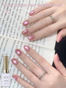 MISSMONDAY 1 Bottle Of 15ml Sakura Pink Cat Eye Gel Nail Polish, Super Bright Removable UV Gel Mirror Glass Cat Eye Magnetic Gel Nail Polish, Semi-Permanent, Suitable For Seasonal Nail Art, DIY Manicures, Salon And Home Use. - Hồng - Xem 14