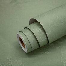 Green Flower Wallpaper Stick And Peel 17.7inch X 393.7inch Embossed Floral Stick Peel Contact Paper Solid Pure Waterproof Green Se- Adhesive Wallpaper Flower Removable Shel F Vinyl Roll - Green - 查看 8