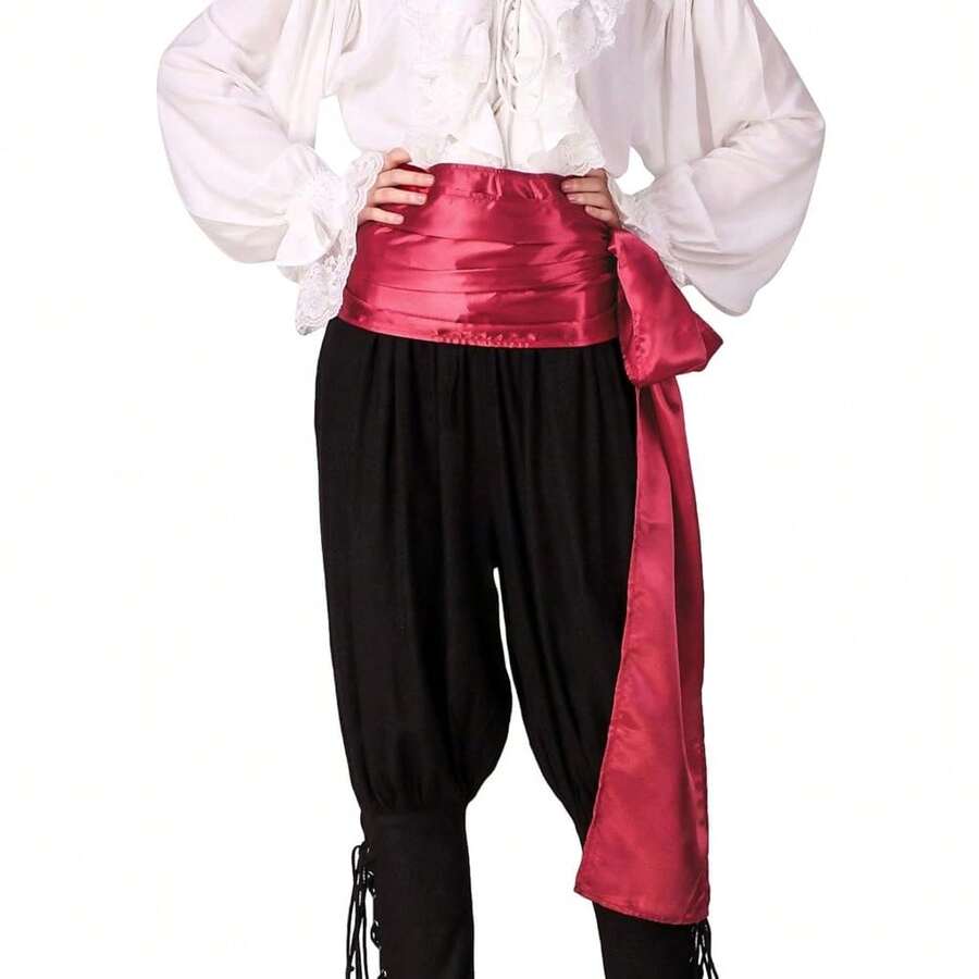 ThePirateDressing Pirate Medieval Renaissance Halloween Costume Large Sash,Red(SatinFabric) - Red(SatinFabric) - View 1