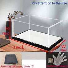 Tủ trưng bày/kệ kính/tủ đồ trang trí lối vào chống bụi bằng acrylic (Tấm acrylic dày độ phân giải cao + đế gương), thích hợp để trưng bày tượng/quà tặng/mô hình/sản phẩm/khối xếp hình/túi xách/búp bê, nhiều kích thước, dễ lắp ráp (cần dây chun để gia cố sau khi lắp ráp), vui lòng đo kích thước vật phẩm cần trưng bày trước khi đặt hàng. - Nền đen + bề mặt bóng như gương - Xem 19