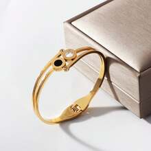 1 chiếc vòng tay bằng thép không gỉ dành cho nữ, đính đá và có chữ số La Mã, thời trang và thanh lịch, phù hợp để đeo hàng ngày và trong các dịp lễ. - vòng đeo tay - Xem 2