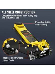 Floor Jack  3 Ton Low Profile Floor Jack  Heavy-Duty Steel Racing Floor Jack With Dual Pistons Quick Lift Pump  Floor Jack Lifting Range 3.35 -19.69 - Yellow - View 4