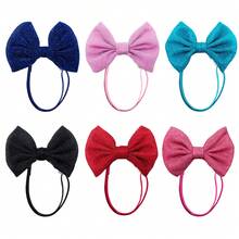 3Pcs Random Color Shiny Fabric Bow Pet Headband, Adjustable Bow Hair With Hat, Cat And Dog Dressing Supplies, Essential For Holiday Cute Pet Dressing Up, Puppy Keep Cute Must Have, Decorative Photography Is Super Eye-Catching, Soft And Skin Friendly Without Compromising The Head, Cachorro Feliz Decoration - Black - View 8
