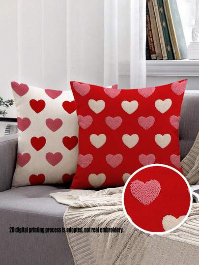 2 fundas de almohada con forma de corazón, regalos del Día de San Valentín, decoración del hogar, decoraciones para sofá de sala de estar, fundas de cojín para él/ella, fundas de cojín de asiento de automóvil