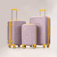 FOCHIER F Three-Piece Travel Suitcase Set, Made Of ABS Hard Shell, Silent Omnidirectional Wheels, Aluminum Alloy Pull Rod, Unique Chinese-Style Trolley Luggage Set, 20-Inch, 24-Inch, 28-Inch, Suitable For Business/Travel/Moving, Ideal Valentine's Day Gift. - Hồng - Xem 1