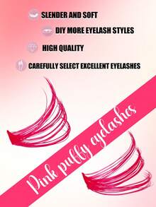 200片品红色分段式蓬松假睫毛，40D轻盈卷翘手工仿貂毛柔软浓密舞台妆角色扮演假睫毛 - 珊瑚粉 - 查看 4