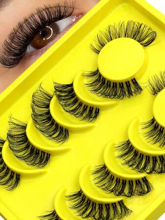 6 Pairs Half Eye False Eyelashes Transparent Band Eyelashes Cat Eye False Eyelashes Short Soft 3d Faux Mink Eyelashes Soft Natural Makeup Tools(YB02)