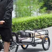Bike Cargo Trailer, 160 Lbs Load Capacity, Heavy-Duty Bicycle Wagon Cart, Foldable Compact Storage & Quick Release With Universal Hitch, 16" Wheels, Reflectors, Fits 22"-28" Bike Wheels - Black - View 9