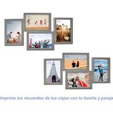 CYPNMarcos para fotos tipo Collage. Portaretratos para pared para multiples fotos de 4x6 10x15cm . Cuadro decorativo de una sola pieza en color gris. (Gris 4 Fotos)Fashion - 219619413 - Ver 4
