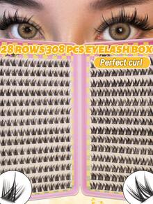 32 Rows Single Lash Book, 544pcs Large Capacity, 8-16mm Mixed Length Cluster Eyelashes, Suitable For Beginners DIY Lash Extensions At Home, Lash Clusters, Individual Eyelashes, False Eyelashes, Fake Eyelashes Fluffy Faux Mink - C/D 混合 - 查看 7