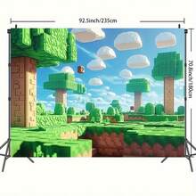 2D Flat, 1pc Giant Pixel Game Backdrop - Super Large Retro Video Game Wall With 2D Blocky Pixel - Fabric Suitable For Indoor/Outdoor Birthday, Wedding, Christmas, Valentine' Party Decorations - Easy Setup For & - 彩色 - 查看 1