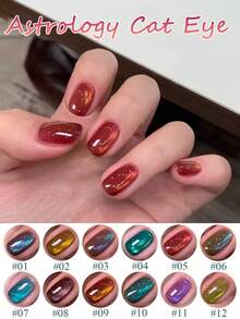 10毫升热门性感猫眼凝胶指甲油，2025冰透明裸色玻璃珠猫眼温柔清新少女心形美甲，西瓜粉茉莉冰茶猫眼美甲用品，圣诞美甲 - 彩色 - 查看 27