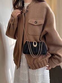 1pc Fashionable Minimalist High-End Party/Banquet Clutch Bag, Suitable As Gift For Friends - Black - View 6