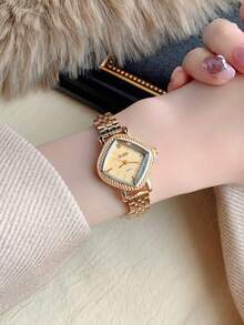 1pc Gold Retro Women's Quartz Watch With Fashionable Artistic Design Suitable For Daily Wear Birthday/Graduation Gifts Casual Gatherings - Gold - View 8