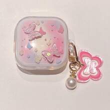 可爱粉色透明蝴蝶保护套，适用于 Redmi Buds 6 Active/5/6S/7S 蓝牙无线耳机、Redmi Buds 6/6Play/4Lite/6lite 充电盒、Redmi Buds 3pro/4Pro/5Pro/6PRO 耳机盒