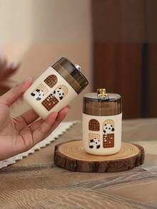 复古卡通熊猫自动牙签盒，适用于家庭、餐厅、酒吧、派对，创意牙签收纳盒，可爱储物盒，桌面装饰配件 - 彩色 - 查看 5