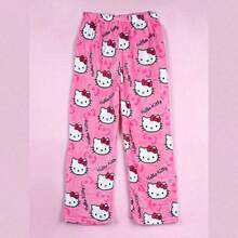 Mattel 三丽鸥Hello Kitty系列时尚女士可爱卡通法兰绒睡裤，柔软舒适，蓬松不透，适合居家休闲，秋冬季保暖穿着。