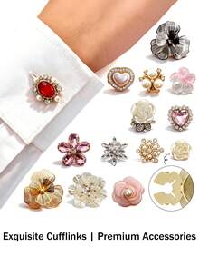 Metal Flower Snowflake Button Charms | Decorative Button Covers For Shirts | Versatile Clothing Accessories - Multicolor - View 2