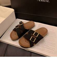 2025 Nuevas Sandalias  de Verano para Mujeres, Estilo de Hada, Suela Gruesa, Sin Cordones - Negro - Ver 2