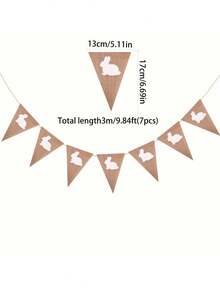 7pcs Rabbit Holiday Party Decoration Pennant Flags, Easter Bunny Burlap Triangular Flags - Mixed Colors, Fabric Party Decorations Suitable For Garden Picnic Gatherings, Easter Decorations, Spring Decor Centerpieces - Multicolor - View 7