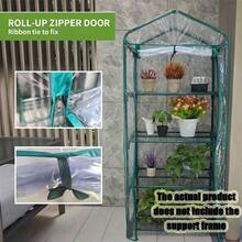 四层迷你温室，带卷帘拉链门，便携式温室帐篷，可重复使用，保暖植物帐篷，适用于小型花园、露台、小型后院、室内外植物（仅含罩子）