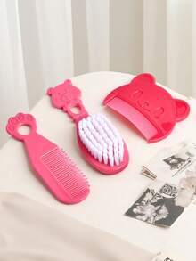 Baby Grooming Set, Bear Shaped Baby Comb For Removing Vernix, Newborn Cradle Cap Removal, Soft Hair Brush For Baby Bath And Head Care, Comb, Bath Brush