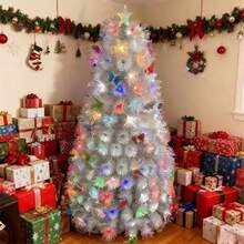 Árbol de Navidad Artificial SoportePlegable Fácil Armar 180cm con Luces LED para Posada Ideal para Decoración Festiva - Tipo de Enchufe A USA (110-127V) - Ver 1