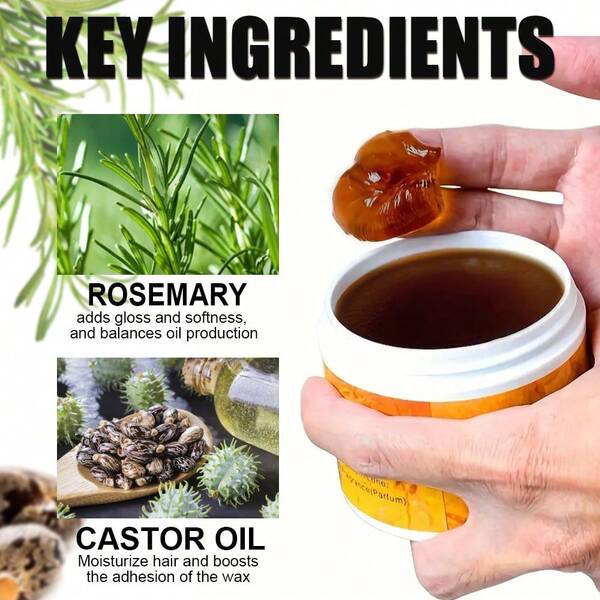 Adglamful迷迭香护发油 - 强效造型护发油，抚平毛躁，高光泽持久，滋润秀发，适合节日发型，男士护发油，打造湿润波浪造型