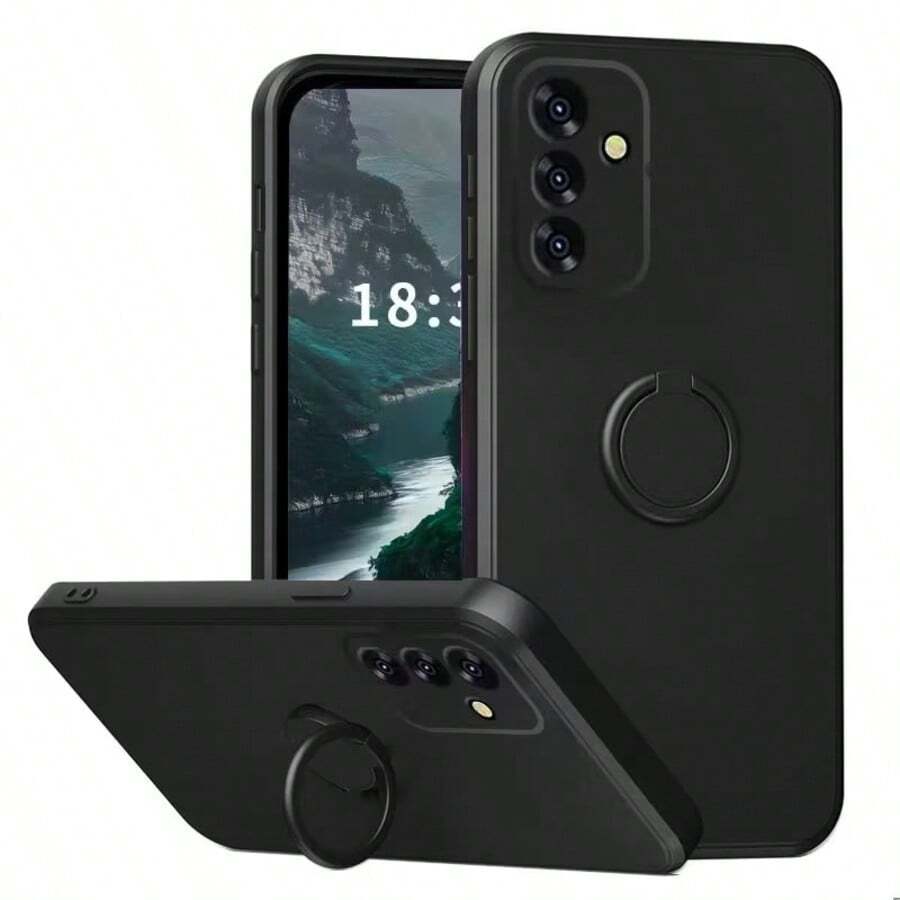 适用于三星 Galaxy S26 Ultra、A17、A16、A26、A36、A56、A15、A35、A55、A05、S25 FE、S24、S23、S21、S23 Plus Ultra 的磁吸硅胶手机壳，带支架 - 黑色 - 查看 1