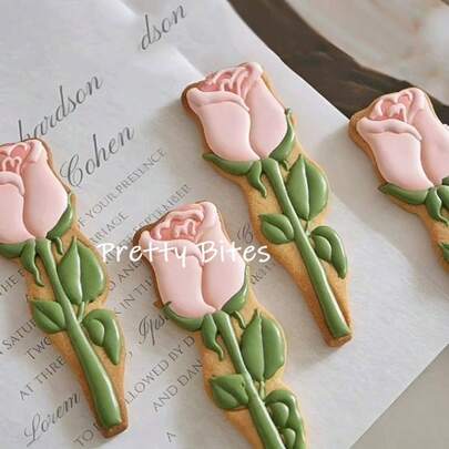 DIY Rose Flower Valentine's Day Mother's Day Cookie Mold 3D Cartoon Rose Biscuit Mold Rose Flower Household Press Type Baking Molds