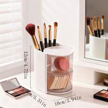 1pc Rotating Makeup Organizer Box - Multi-Functional Storage Box For Makeup Brushes, Combs, Hair Clips, Hair Ties, Hair Pins And Jewelry, Desktop Vanity Organizer - Multicolor - View 8