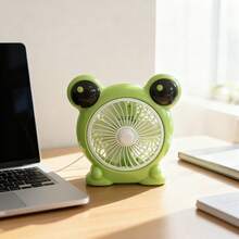 Ventilador Mini USB de Escritorio en Forma de Rana Divertido y Lindo, Adecuado para Enfriar en Verano, Silencioso para Escritorio de Oficina y Hogar, Ventilador de Rana (Rana de Ojos Grandes) Diseño de Caricatura Decoración Divertida ​   Mini ventilador USB/eléctrico - Verde - Ver 1