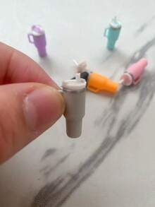 3/5/10个装迷你仿真吸管杯，DIY迷你餐具模型，青少年创意收藏玩具，家居装饰摆件，带可打开杯盖，生日/毕业礼物 - 杯子款 - 查看 1