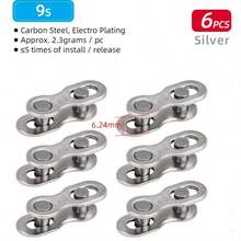 6 Pairs Bicycle Chain Quick Release Buckles, Compatible With 6/7/8/9/10/11/12 Speed Chain Connectors Master Links, Steel Electroplated Silver Mountain Bike Accessories - Multicolor - View 12