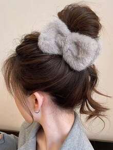 1pc Solid Color Plush Bow Bun Claw Clip, Fashionable Updo Hair Accessory, Suitable For Commute, Party, Holiday, Valentine's Day, Birthday And Other Social Occasions Elegant Hair Claws Women Hair Accessories Causal Hair Clips - Multicolor - View 10