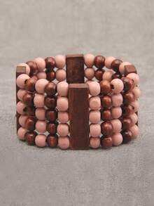 1pc Bohemian Style Beaded Elastic Bracelet, Unisex Vacation Vibe Bangle, Suitable For Parties, Halloween, Concerts, Daily Accessories