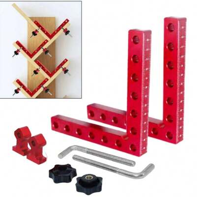 3 件套木工直角夹具，铝合金直角定位尺，直角夹钳组合工具，140mm 90°定位块，高度尺木工工具，精密角度固定工具，用于橱柜制作、家具组装和 DIY 木工项目