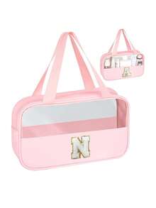 Bolsa de Toucador Transparente de PVC, Bolsa de Maquiagem com Letras, Bolsa de Toucador de Viagem à Prova d'Água, Bolsa de Armazenamento de Maquiagem à Prova d'Água com Zíper com Letras, Bolsa Organizadora de Cosméticos, Bolsa de Viagem Portátil para Cosméticos, Com Alça Prática, Para Acessórios de Toucador de Viagem, Itens Essenciais de Viagem, Itens Essenciais de Cruzeiro, Acessórios de Viagem, Armazenamento de Banheiro, Armazenamento de Joias, Armazenamento de Batom, Armazenamento de Esmalte, Presente de Páscoa, Presente para Dama de Honra, Presente para o Dia das Mães, Presentes para Mulheres - Multicolorido - Visão 23