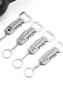 Customizable 1/5/10/20/30/50pcs 3-In-1 Multi-Function Bottle Opener - With Keychain, Convenient To Carry, Laser Engraved Customized Text, Personalized Birthday, Father's Day, Mother's Day Gift, Best Choice - Multicolor - View 10