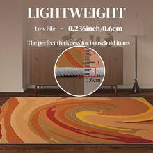 1pc Artistic Orange Swirl Pattern Rug. Velvet Fabric, Approx. 850g, 0.6cm Thick. Durable, Non-Slip, Easy To Clean. Available In Multiple Sizes. Suitable For Kitchen, Living Room, Dining Room, Bedroom, Balcony, Bathroom, Study And Other Scenarios. An Ideal Choice For Home Decor. - Multicolor - View 10