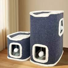 Large Cat House Cat Beds For Indoor Cats 1/2/3 Layer Kittens Cave For Pet Foldable Cat Hideaway Covered Kitten Condos With Hanging Toy Ball Cats Cube For Small Medium Pets Kitten Dogs, 3 Types Available - 36*36*60厘米 - 查看 11