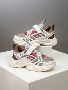 1双儿童撞色舒适多功能轻便户外运动鞋，时尚休闲跑步鞋，男女童均适用 - 卡其色 - 查看 2