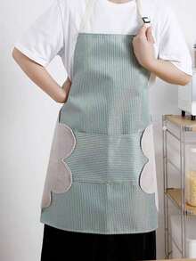 Celemek Dapur Bergaris yang Mudah Dibersihkan, Celemek Pelindung Tahan Minyak untuk Rumah, Tahan Air, Celemek Memasak Tahan Noda untuk Wanita, Pria, Koki, BBQ, Kerajinan Tangan, Penggunaan di Luar Ruangan, dengan Kantong Lembut yang Menyerap - celemek - View 6