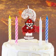 5pcs Paw Patrol Ryder Numeral Candles, Cake Decorations Party Glitter Creative Birthday Candles, Suitable For Various Holiday Decorations - Multicolor - View 4