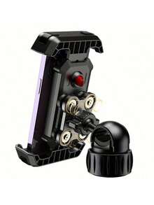 30秒免工具安装摩托车手机支架 - 专业防震车把夹，适用于4至17.78厘米的手机，360度兼容，适用于探险和旅行摩托车，不含电池