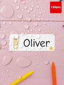 1-240pcs Personalized Name Labels - Transparent Labels, Waterproof & Oilproof Stickers, Custom Text Labels, Cute Pattern Labels, For Back To School, Lunch Boxes, Water Bottles, Backpacks, Gym Bags, School, Kindergarten, Daycare, Camp Essentials