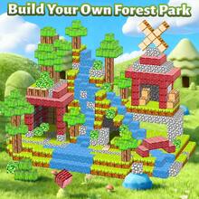 Dense Forest Themed Magnetic Blocks Set (80-240PCS) Kids' Primeval Forest Scene Building Toy Realistic Vegetation & Animal Accessories Early Education Blocks For Spatial Thinking & Creativity Best Birthday Gift For Kids 3+ - Multicolor - View 6